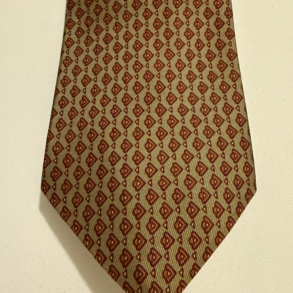 Jacobson's Sophisticated‎ Geometric Men's Tie in Brown and Red